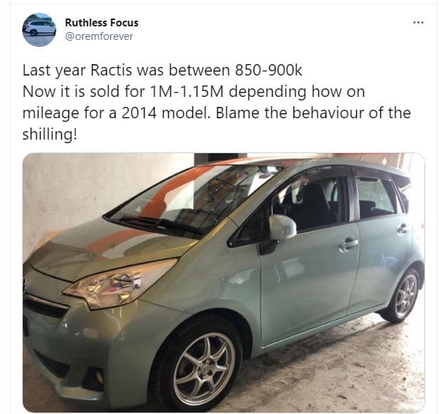 Ruthless focus oremforever last year ractis was between 8509ook now it is sold f