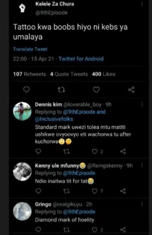 Kelele za chura 9thepisode tattoo kwa boobs hiyo ni kebs ya umalaya onaloletoe 2