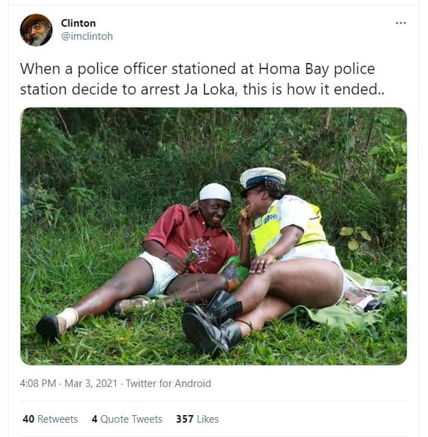 Clinton imclintoh when a police officer stationed at homa bay police station dec