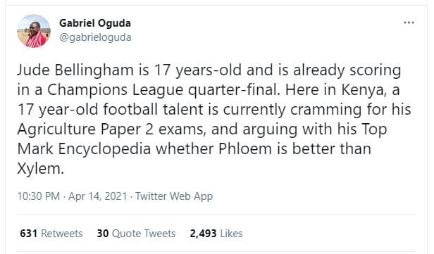 Gabriel oguda gabrieloguda jude bellingham is 17 yearsold and is already scoring