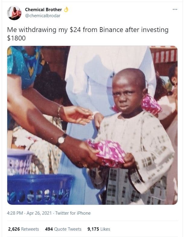 Chemical brother chemicalbrodar me withdrawing my 24 from binance after investin