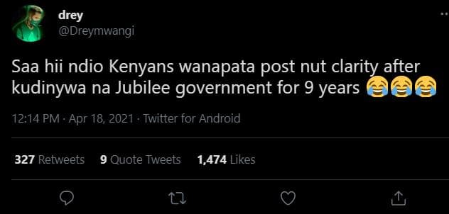 Drey dreymwangi saa hii ndio kenyans wanapata post nut clarity after kudinywa na