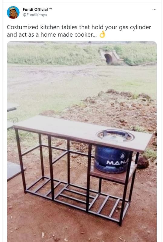 Fundi official fundikenya costumized kitchen tables that hold your gas cylinder