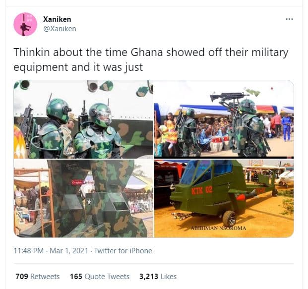 Xaniken xaniken thinkin about the time ghana showed off their military equipment