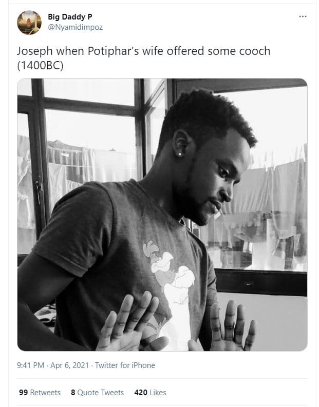 Big daddy nyamidimpoz joseph when potiphar's wife offered some cooch 14oobc 9,41