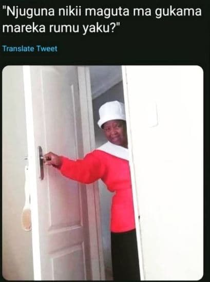 Njuguna nikii maguta ma gukama mareka rumu yaku? translate tweel