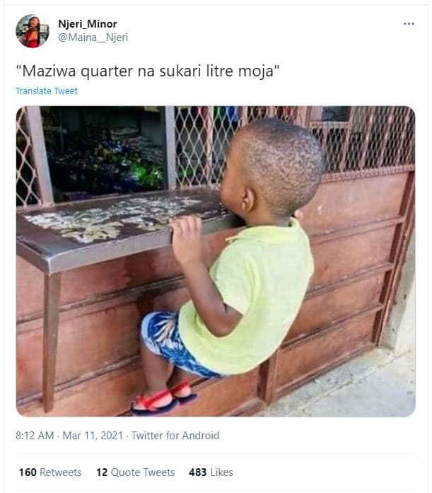 Njeri_minor maina_ njeri maziwa quarter na sukari litre moja translate tweet 8,1