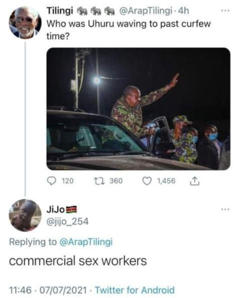 Tilingi 6 araptilingi . 4h who was uhuru waving to past curfew time? 120 l 360 1