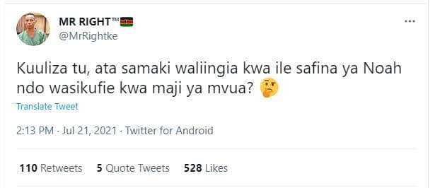 Mr right mrrightke kuuliza tu ata samaki waliingia kwa ile safina ya noah ndo wa