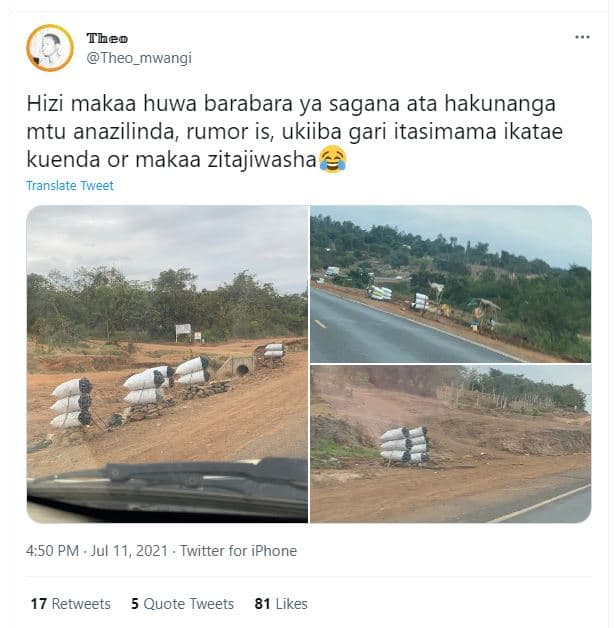 Theo theo_mwangi hizi makaa huwa barabara ya sagana ata hakunanga mtu anazilinda