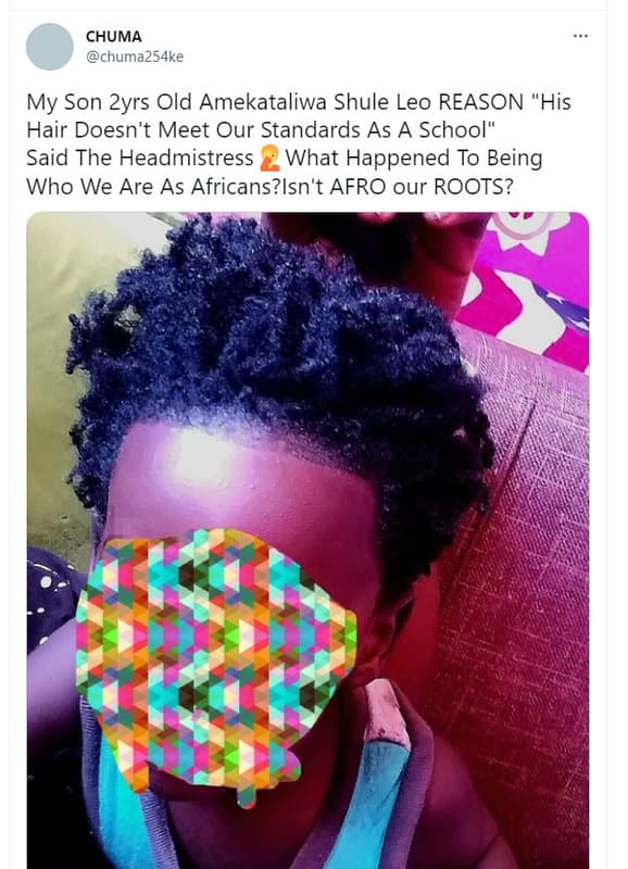 Chuma chuma254ke my son 2yrs old amekataliwa shule leo reason his hair doesn't m