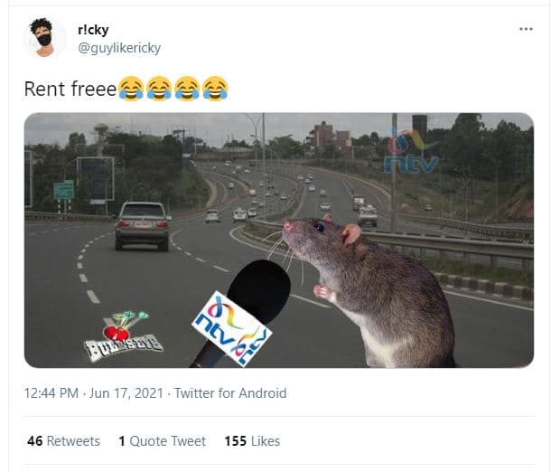 R!cky guylikericky rent freee 6 etv 12.44 pm jun 17, twitter for android 46 retw