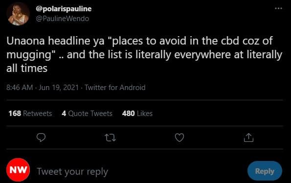 Polarispauline paulinewendo unaona headline ya places to avoid in the cbd coz of
