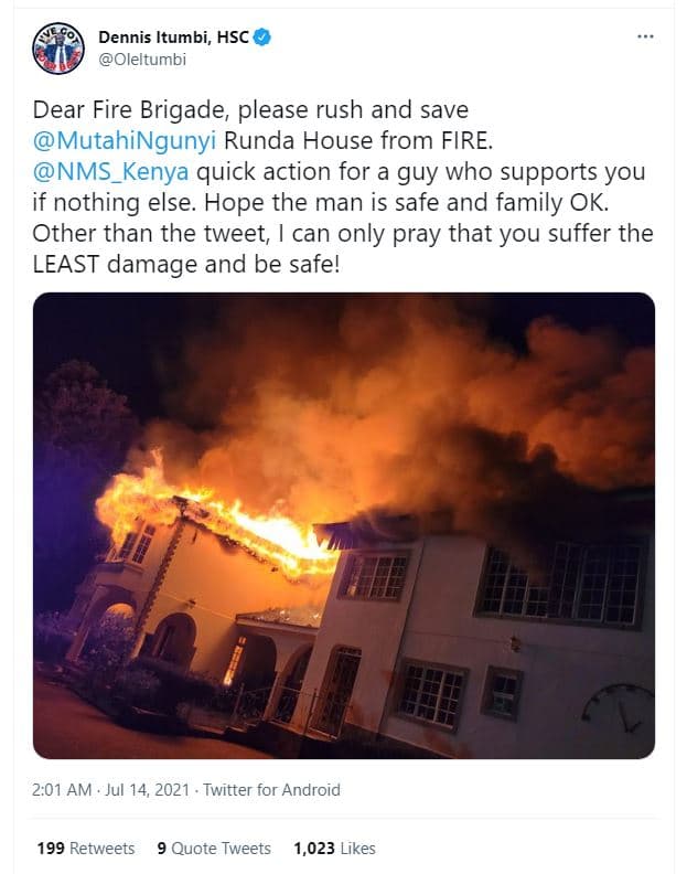 Dennis itumbi, hsc oleltumbi dear fire brigade please rush and save mutahingunyi