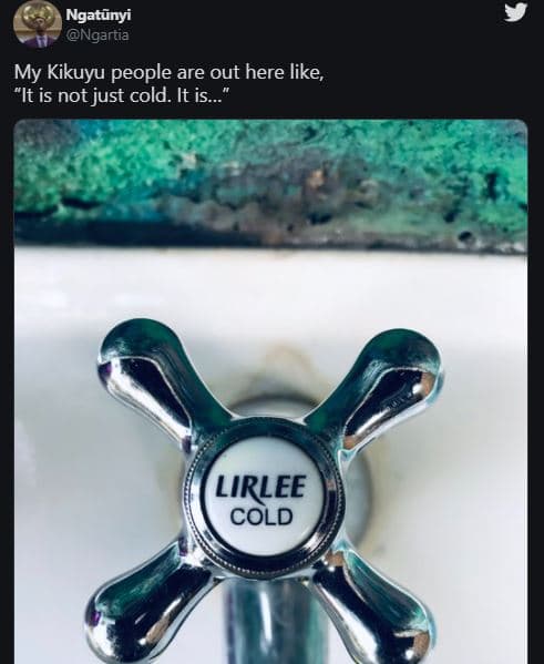 Ngatñnyi ngartia my kikuyu people are out here like, it is not just cold. it is_