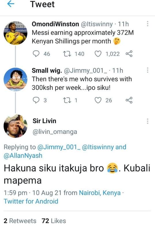 Tweet omondiwinston itiswinny 11h messi earning approximately 372m kenyan shilli