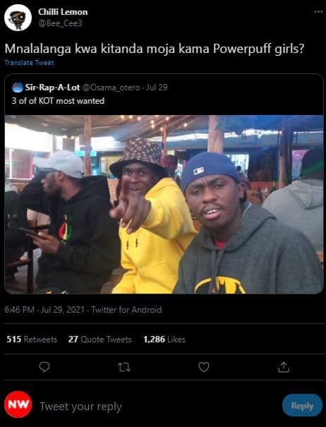 Chilli lemon bee_cee3 mnalalanga kwa kitanda moja kama powerpuff girls? translat