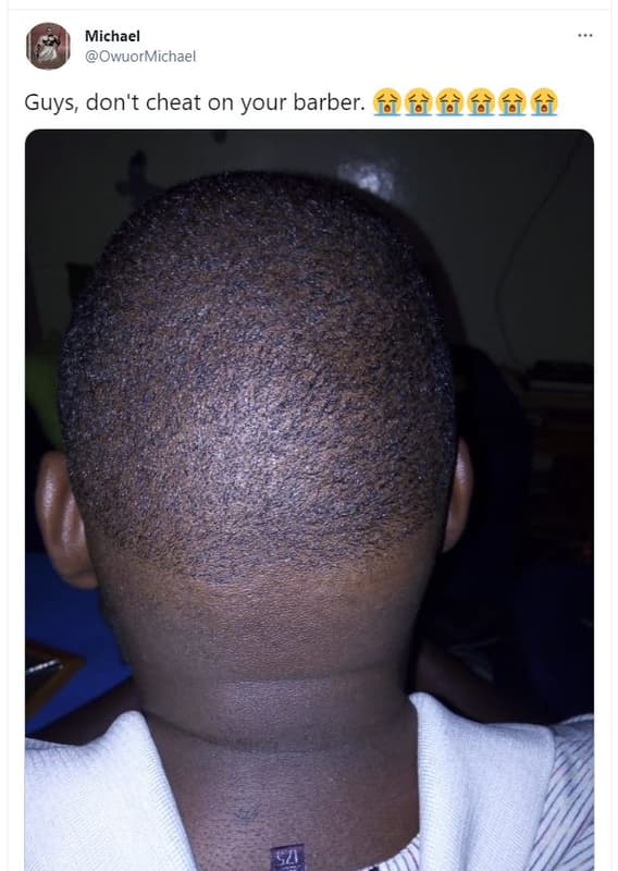 Michael owuormichael guys, don't cheat on your barber. fàfàfłfàfàfà