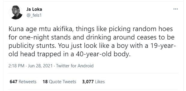 Ja loka tels1 kuna age mtu akifika things like picking random hoes for onenight