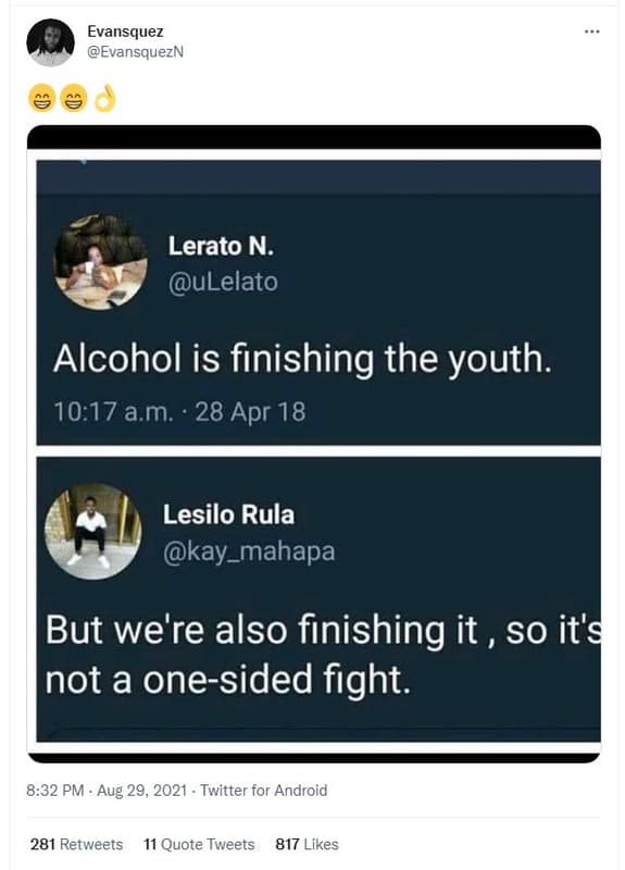 Evansquez evansquezn lerato n. ulelato alcohol is finishing the youth 10.17am 28