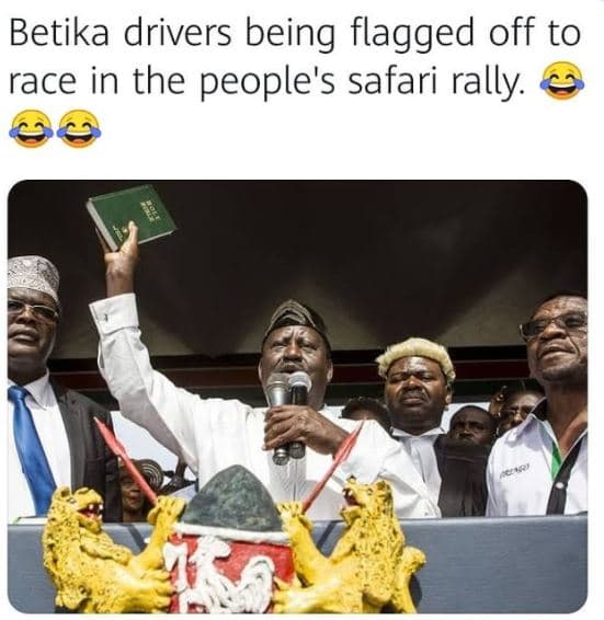 Betika drivers being flagged off to race in the people's safari rally 69