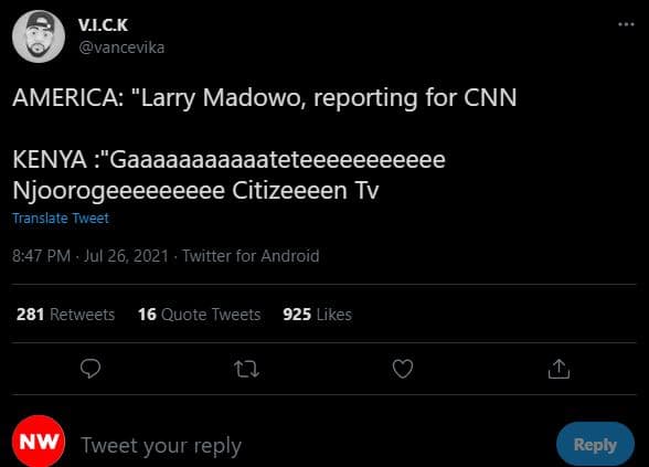 Vick vancevika america larry madowo reporting for cnn kenya 'gaaaaaaaaaaateteeee