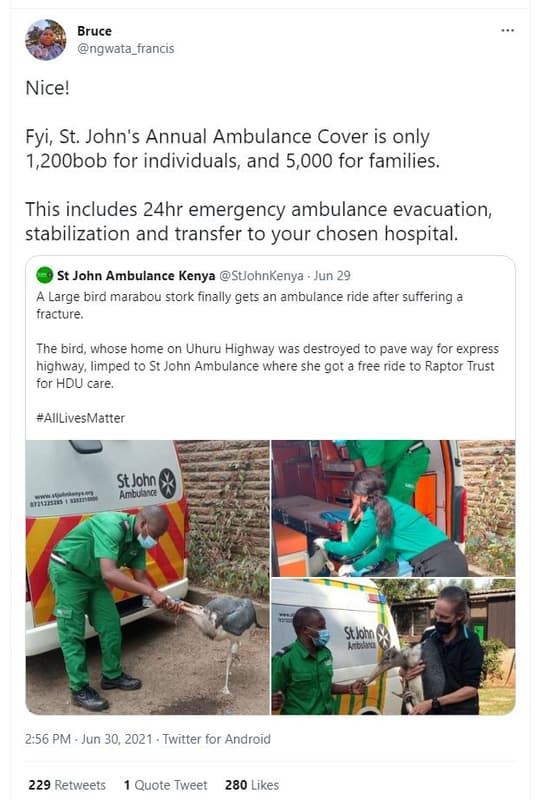 Bruce ngwata_francis nice! fyi, st. john's annual ambulance cover is only 1,2oob