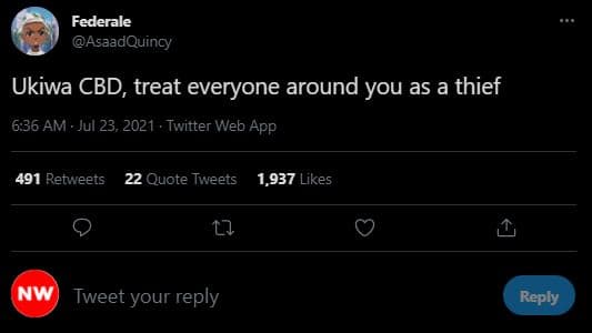 Federale asaadquincy ukiwa cbd treat everyone around you as a thief 6.36 am . ju