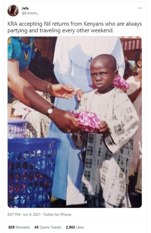 Jefa limorio _ kra accepting nil returns from kenyans who are always partying an