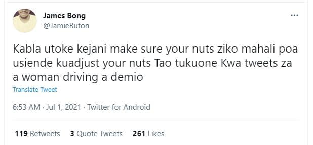 James bong jamiebuton kabla utoke kejani make sure your nuts ziko mahali poa usi