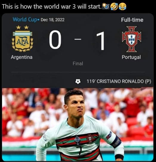 This is how the world war 3 will start world cup dec 18, fulltime ala 0 1 argent
