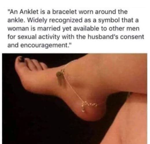 An anklet is a bracelet worn around the ankle. widely recognized as a symbol tha