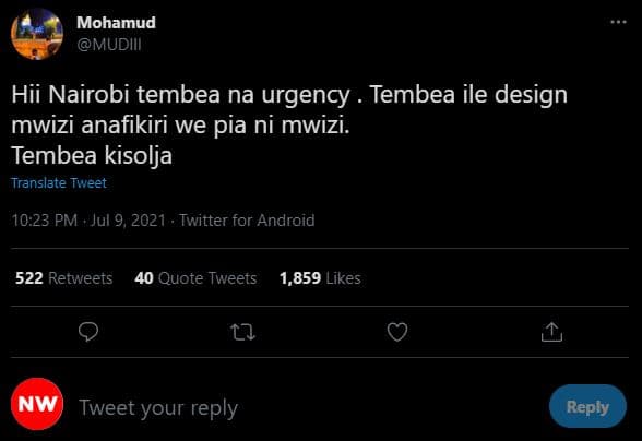 Mohamud mudiii hii nairobi tembea na urgency tembea ile design mwizi anafikiri w