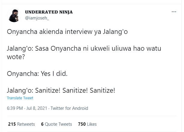 Underrated ninja iamjoseh _ onyancha akienda interview ya jalang'0 jalang'o sasa