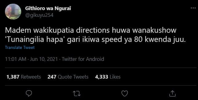 Githioro wa ngurai gikuyu254 madem wakikupatia directions huwa wanakushow 'tunai