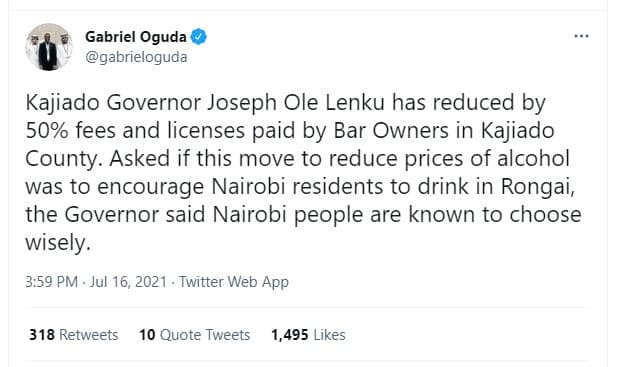Gabriel oguda gabrieloguda kajiado governor joseph ole lenku has reduced by 50 f