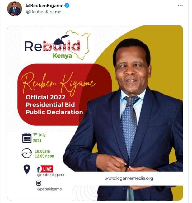 Reubenkigame reubenkigame reballd kenya qubu kaawe official presidential bid pub