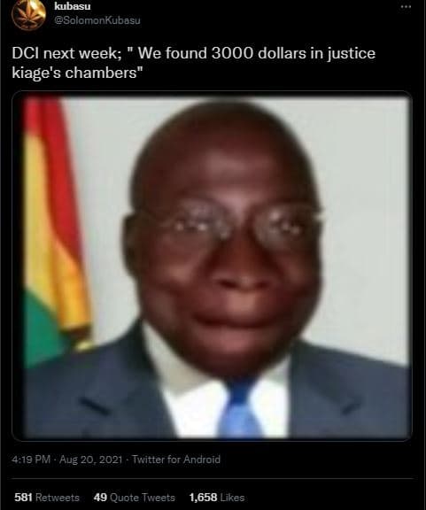 Kubasu solomonkubasu dci next week we found dollars in justice kiage's chambers
