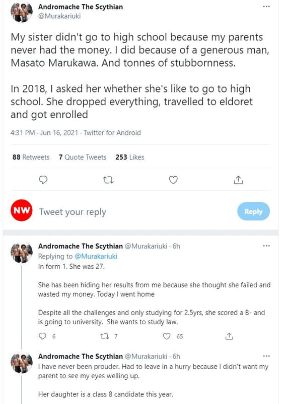 Andromache the scythian murakariuki my sister didn't go to high school because m