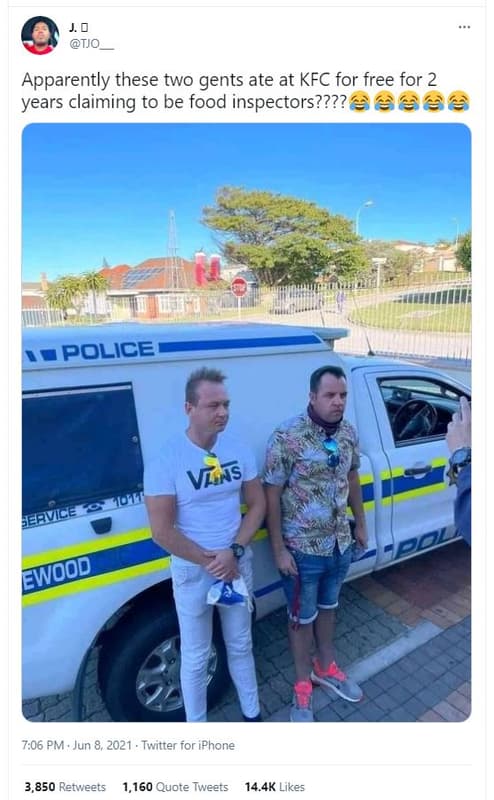 10 tjo apparently these two gents ate at kfc for free for 2 years claiming to be