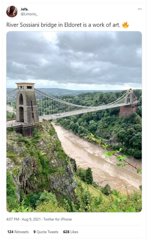 Jefa limorio river sossiani bridge in eldoret is a work of art. 4.07 pm aug twit