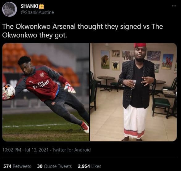 Shanki shankiaustine the okwonkwo arsenal thought they signed vs the okwonkwo th