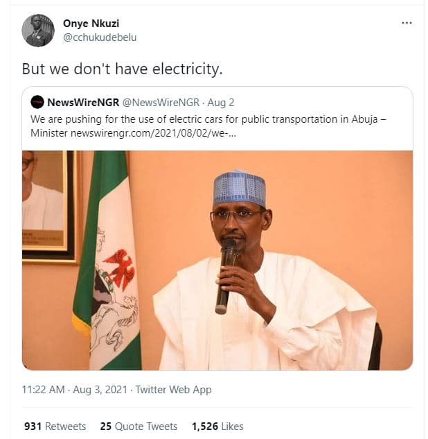 Onye nkuzi cchukudebelu but we don't have electricity. newswirengr newswirengr a