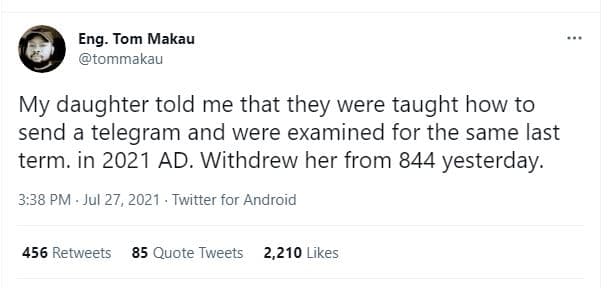 Eng tom makau tommakau my daughter told me that they were taught how to send tel