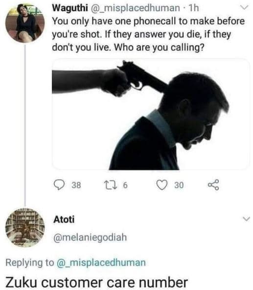 Waguthi _misplacedhuman ih you only have one phonecall to make before you're sho