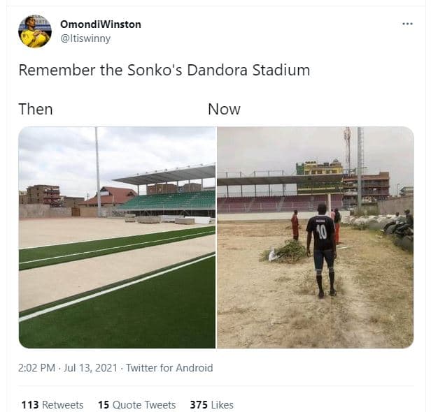 Omondiwinston itiswinny remember the sonko's dandora stadium then now 2.02 pm ju
