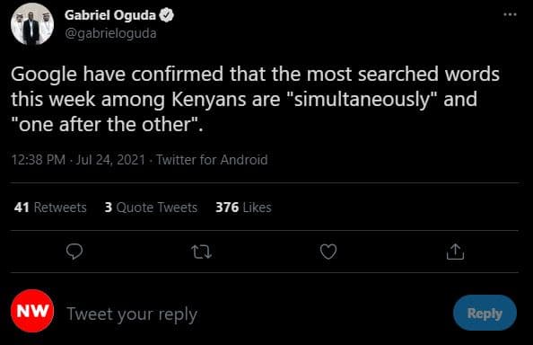 Gabriel oguda gabrieloguda google have confirmed that the most searched words th