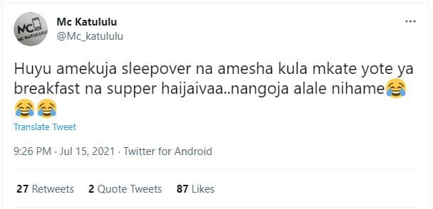 Ncd mc katululu mc_katululu huyu amekuja sleepover na amesha kula mkate yote ya