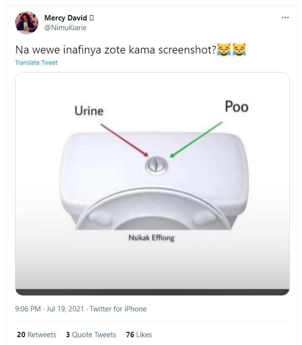 Mercy david nimukiarie na wewe inafinya zote kama screenshot? translate tweet ur