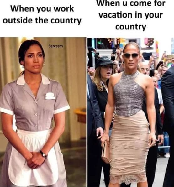 When u come for vacation in your country when you work outside the country sarca